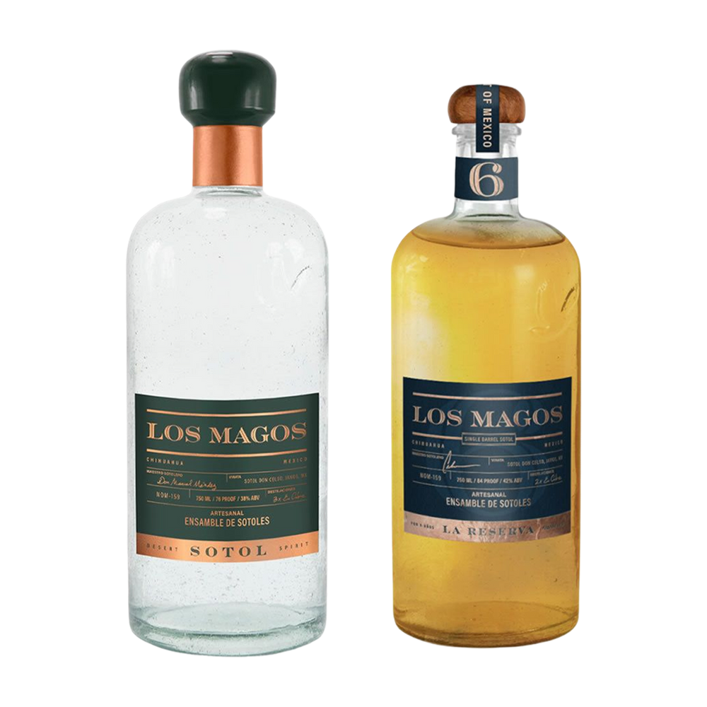 Los Magos Sotol Blanco and 6 Year Reserva bottle bundle